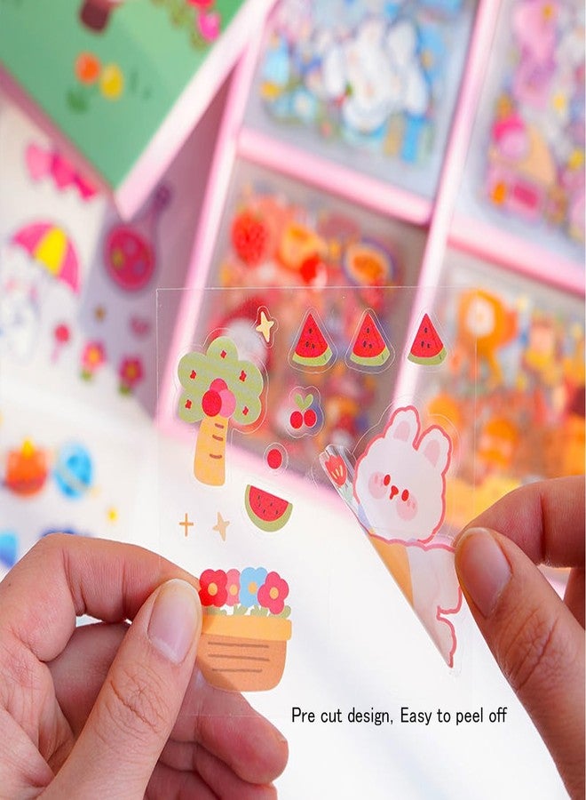 SKIONCE Cute Kawaii Stickers for Journaling Scrapbooking - 100 Sheets Clear PET Transparent Cartoon Korean Decorative Sticker for Kids,DIY Arts Crafts,Junk Journal,Calendars,Notebook,Diary,Album,Planner - Image 5